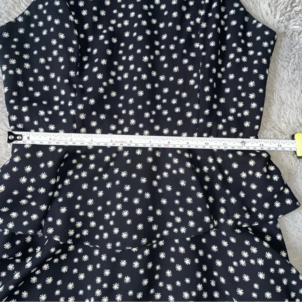 Forever 21 Black Ditsy Floral Daisy Tiered Mini Dress Size Small Spaghetti Strap - Picture 7 of 7